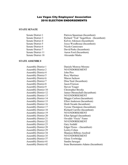 Las Vegas City Employees' Association 2016 ELECTION