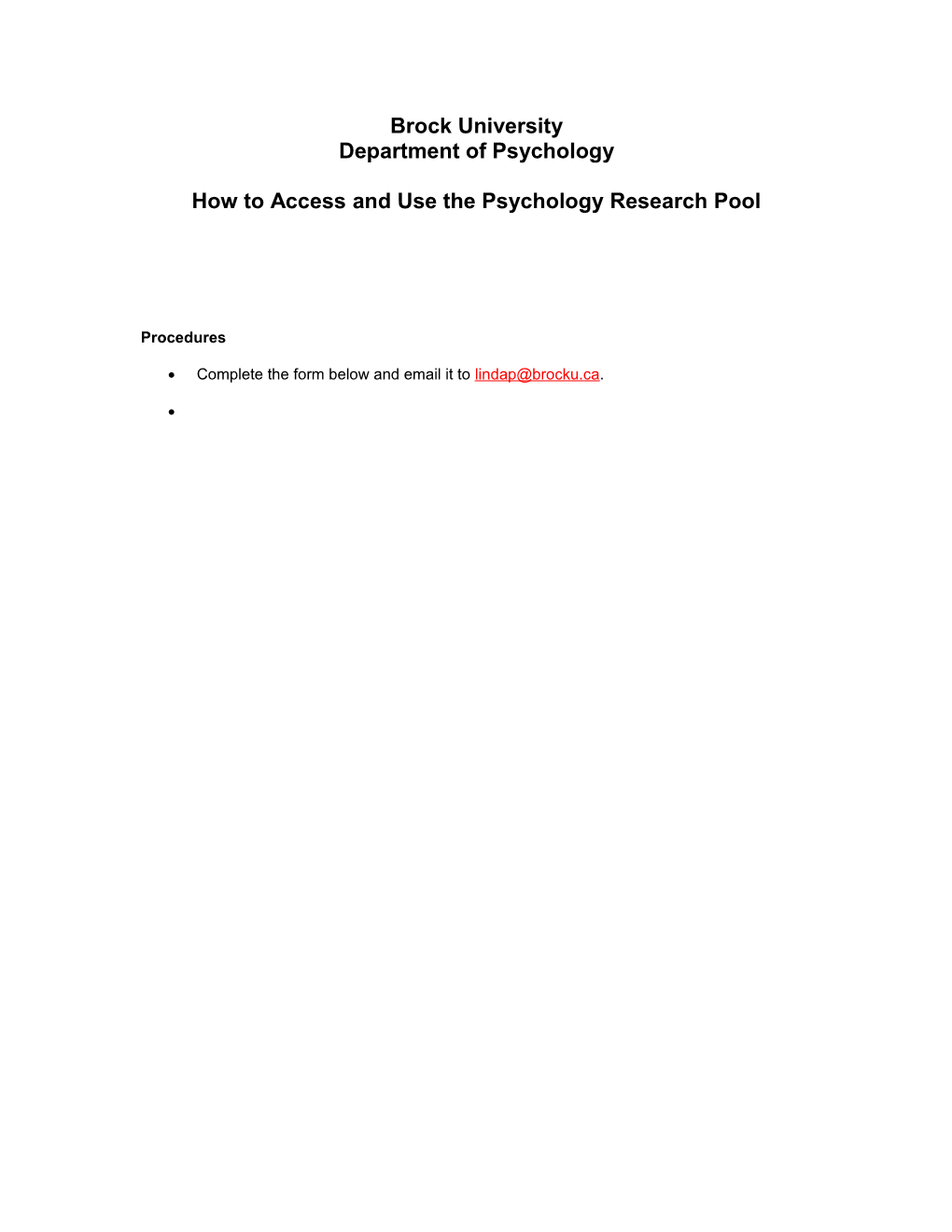 How to Access and Use the Psychology Research Pool