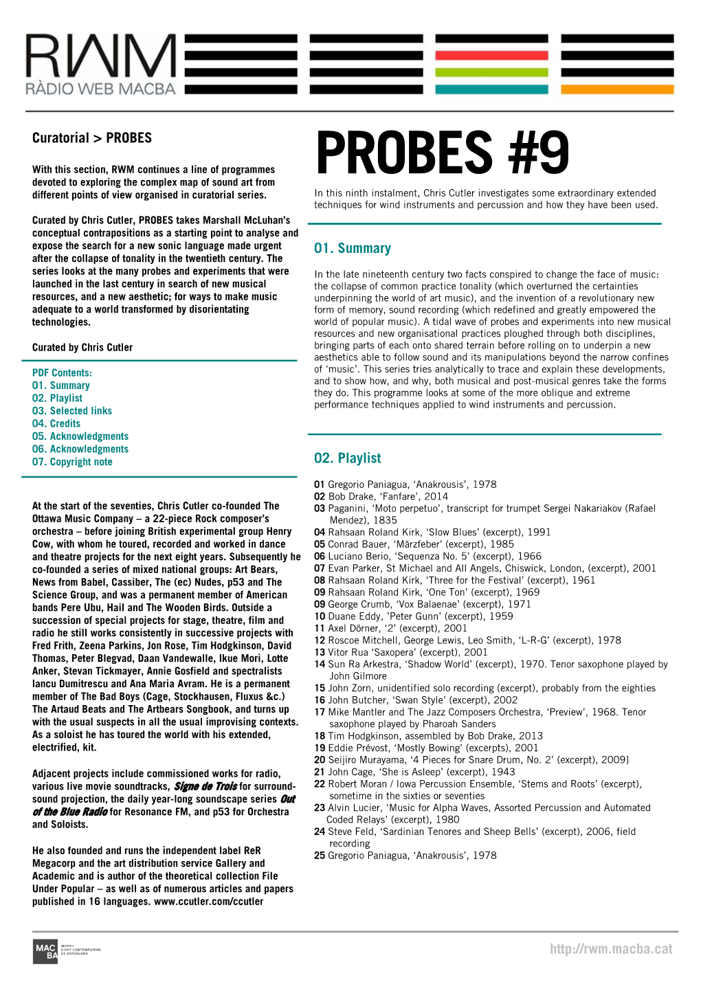 PROBES #9 Devoted to Exploring the Complex Map of Sound Art from Different Points of View Organised in Curatorial Series
