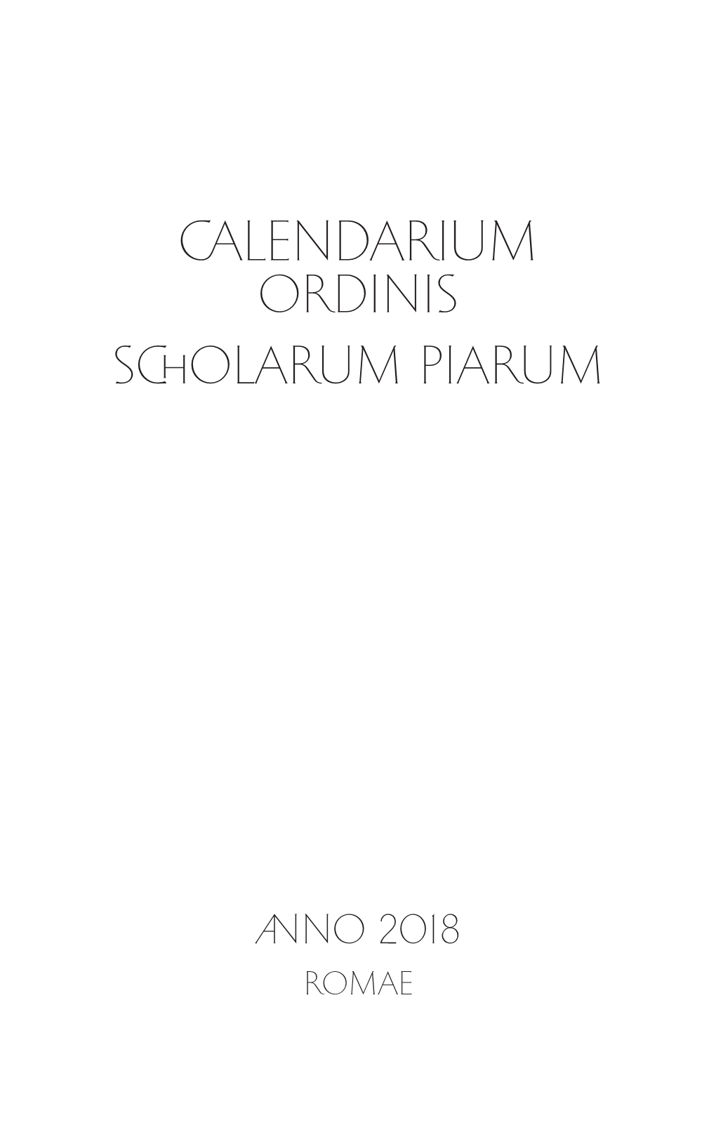 CALENDARIUM ORDINIS Scholarum PIARUM