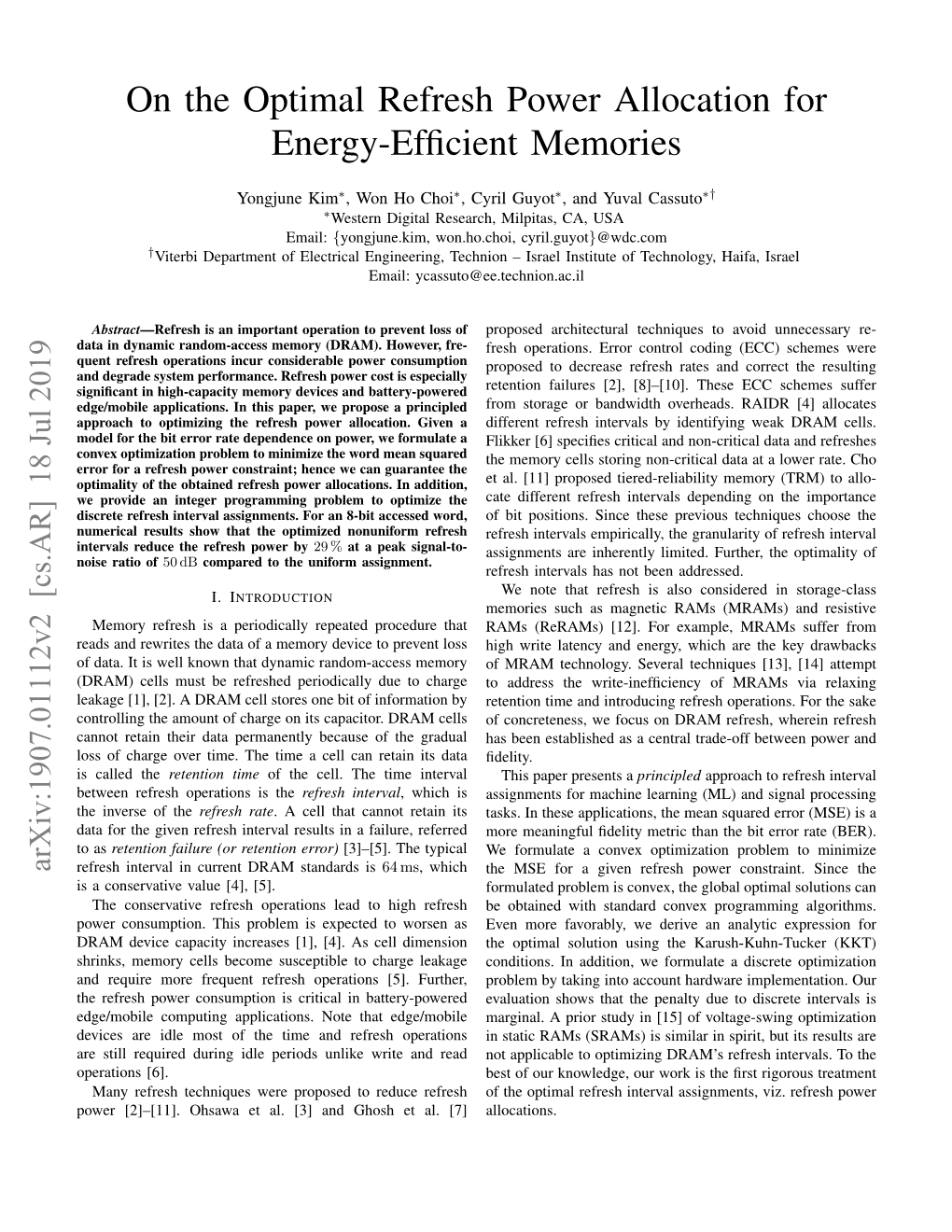 On the Optimal Refresh Power Allocation for Energy-Efficient