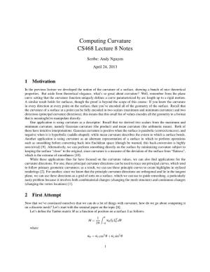 Computing Curvature CS468 Lecture 8 Notes
