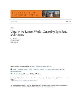 Virtus in the Roman World: Generality, Specificity, and Fluidity Kyle W