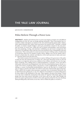 Police Reform Through a Power Lens Abstract