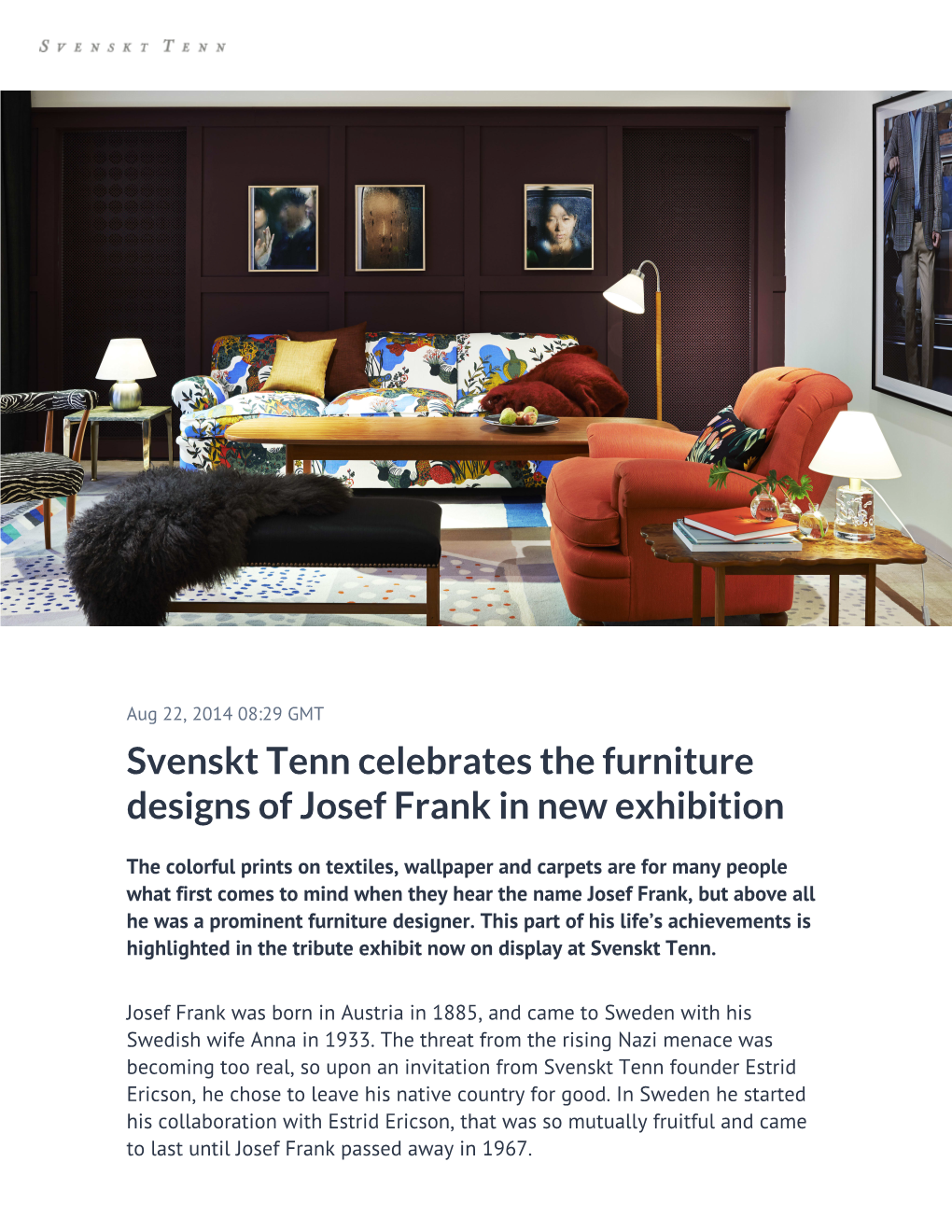 Svenskt Tenn Celebrates the Furniture Designs of Josef Frank in New Exhibition