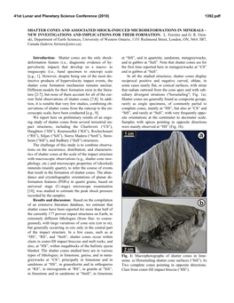 Shatter Cones and Associated Shock-Induced Microdeformations in Minerals – New Investigations and Implications for Their Formation