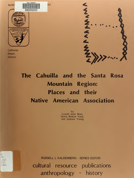 The Cahuilla and the Santa Rosa Mountain Region : Places and Their