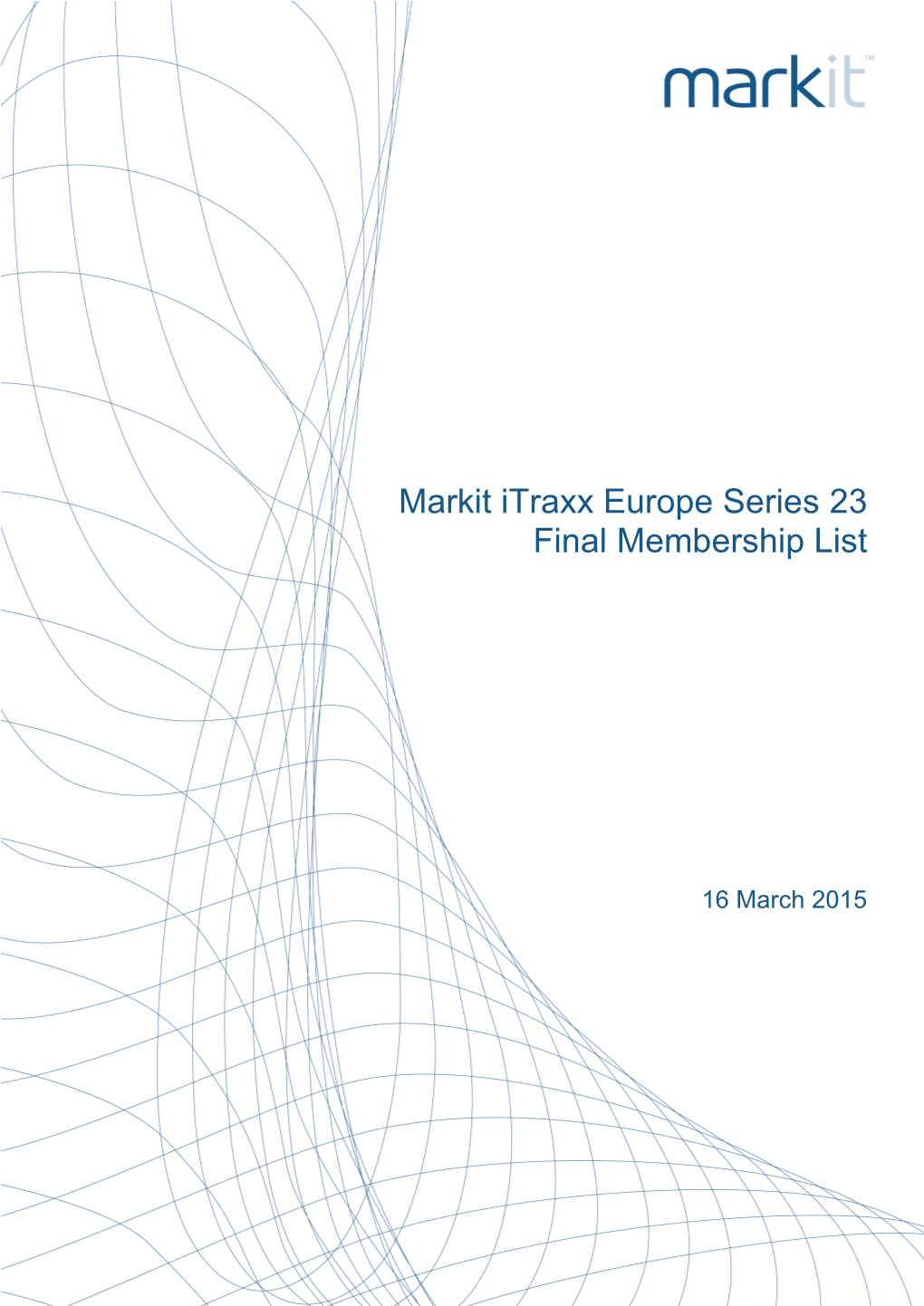 Markit Itraxx Europe Series 23 Coupons