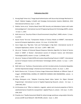 Publications Data 2015 1. Anurag Singh Tomar Et.Al