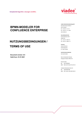 BPMN-Modeler for Confluence Enterprise – Nutzungsbedingungen / Terms of Use VERSION: 6.5