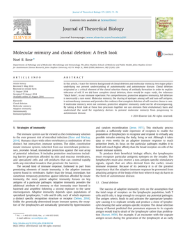 Molecular Mimicry and Clonal Deletion a Fresh Look