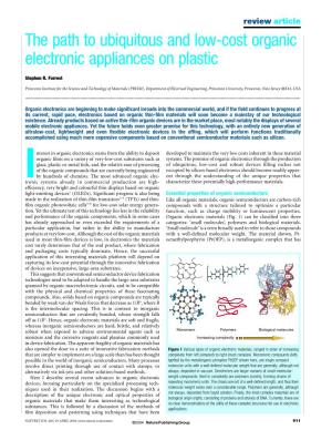 The Path to Ubiquitous and Low-Cost Organic Electronic Appliances on Plastic