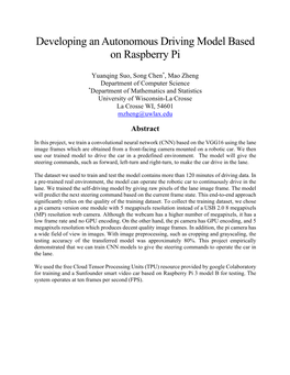 Developing an Autonomous Driving Model Based on Raspberry Pi