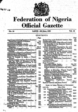 Federationof Nigeria— Official Gazette —
