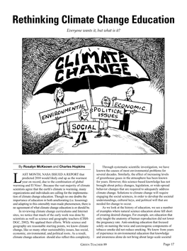 Rethinking Climate Change Education Everyone Wants It, but What Is It? Illustrations: Tom Goldsmith Illustrations: Tom
