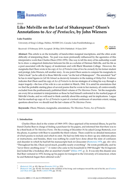 Olson's Annotations to Ace of Pentacles, by John Wieners