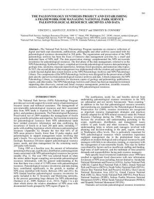 The Paleontology Synthesis Project and Establishing a Framework for Managing National Park Service Paleontological Resource Archives and Data