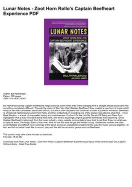 Lunar Notes - Zoot Horn Rollo's Captain Beefheart Experience PDF