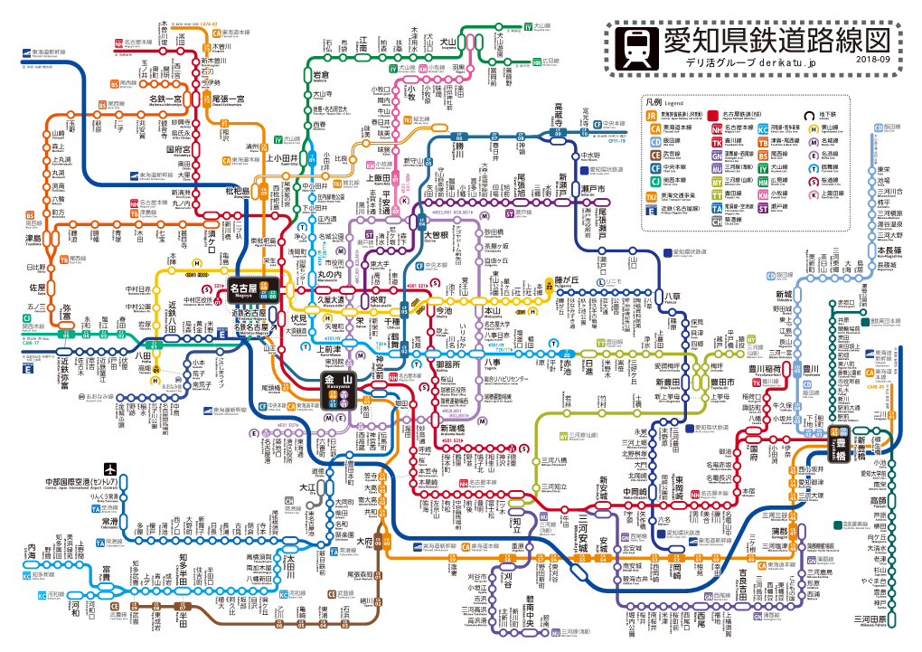 愛知県鉄道路線図 玉 ノ 井 西 一新木曽川 宮 広見線 ※愛知県内の駅のみ掲載。 ※複製・転載・再配布自由。 2018-09 Shin-Kisogawa Hiromi Line Tomioka-Mae Zenjino