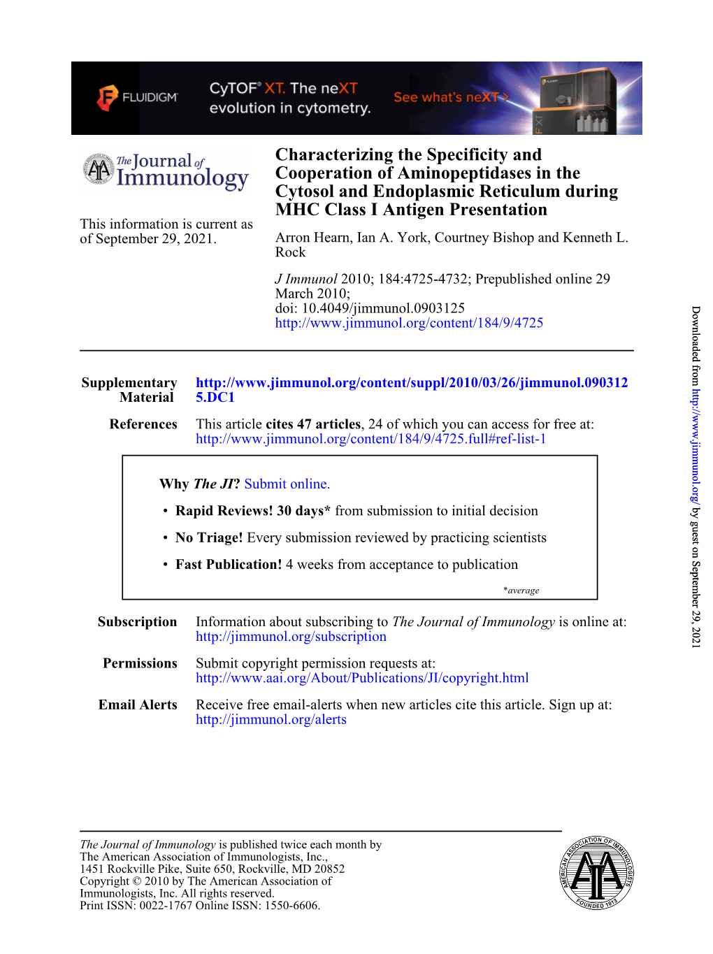 MHC Class I Antigen Presentation Cytosol and Endoplasmic