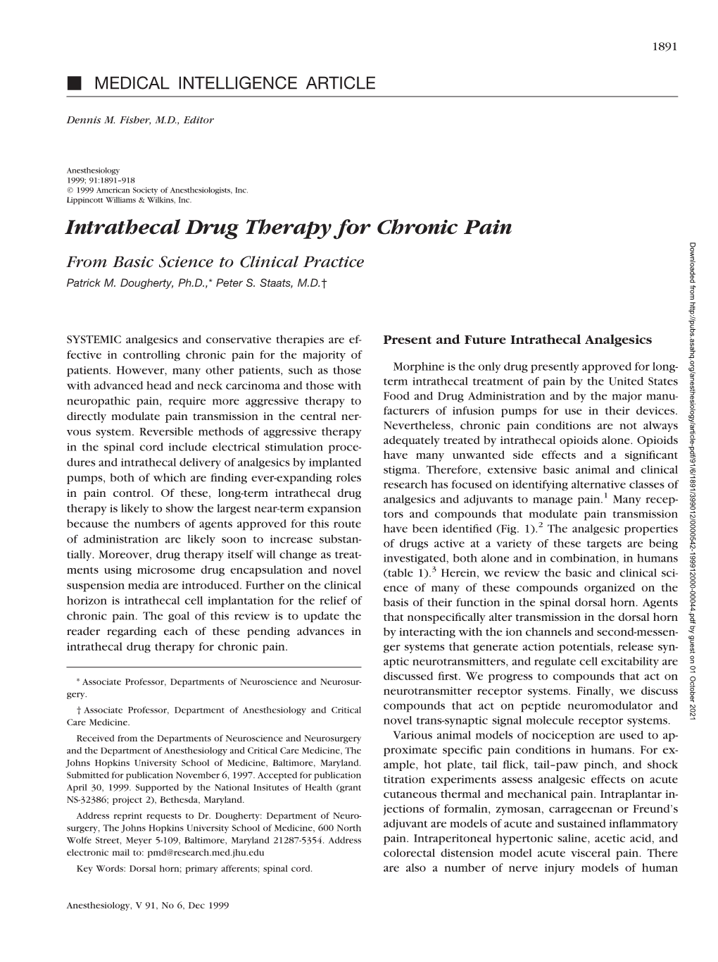 Intrathecal Drug Therapy for Chronic Pain