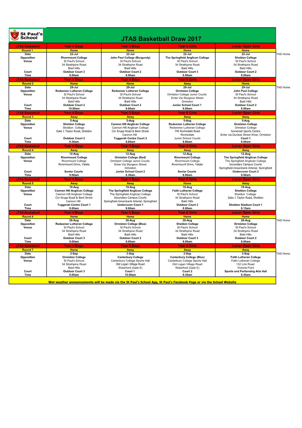 JTAS Basketball Draw 2017