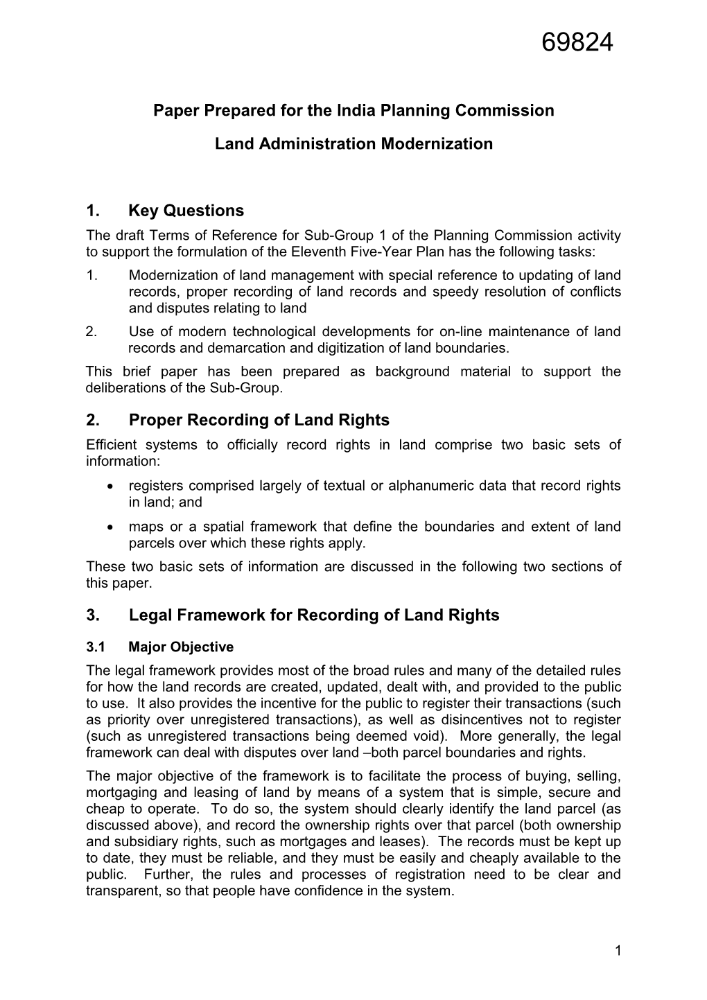 Efficient Systems to Officially Record Rights in Land Comprise Two Basic Sets of Information