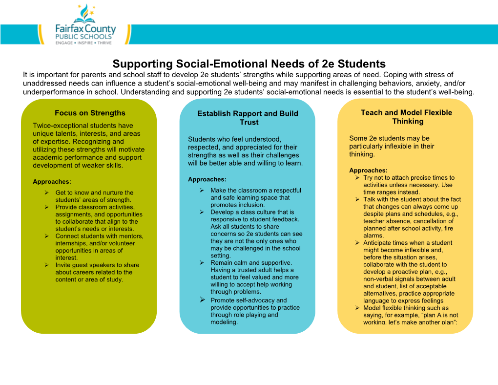 Supporting Social Emotional Needs