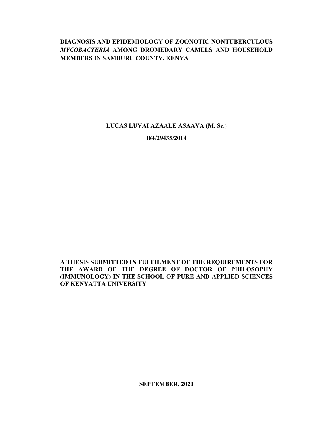 Diagnosis and Epidemiology of Zoonotic Nontuberculous Mycobacteria Among Dromedary Camels and Household Members in Samburu County, Kenya