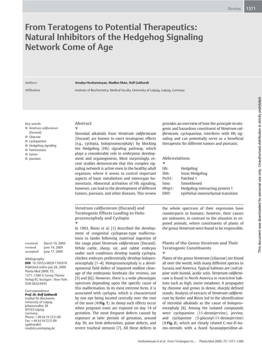 Natural Inhibitors of the Hedgehog Signaling Network Come of Age