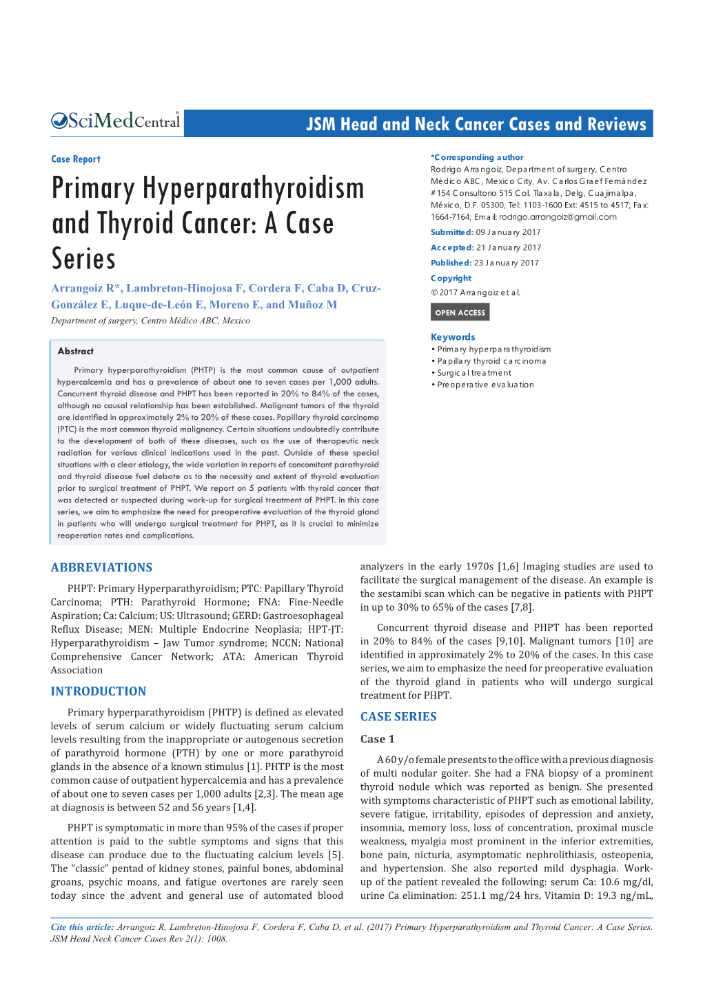 Primary Hyperparathyroidism and Thyroid Cancer: a Case Series
