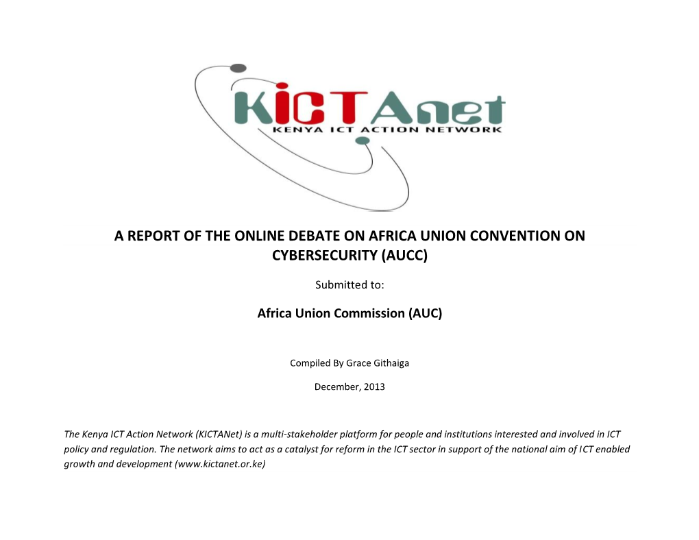 Report on of the Online Debate on Africa Union Convention