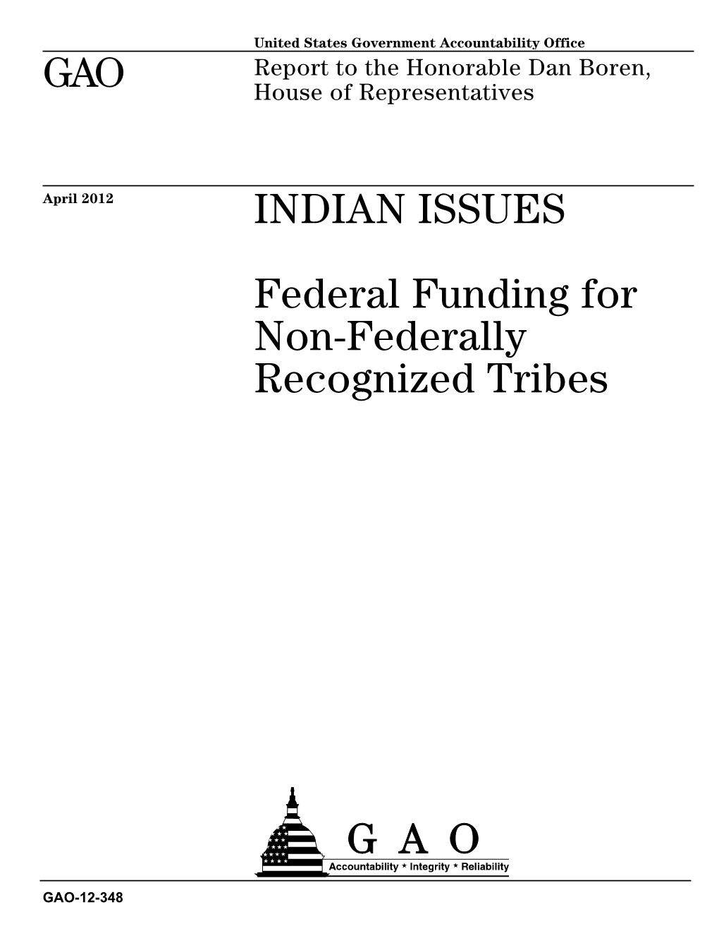 Federal Funding for Non-Federally Recognized Tribes