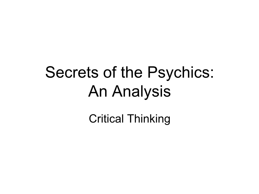 Secrets of the Psychics: an Analysis