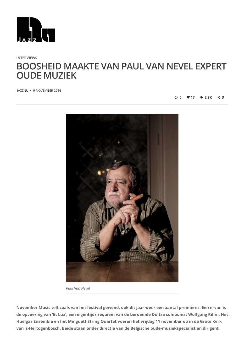 Boosheid Maakte Van Paul Van Nevel Expert Oude Muziek