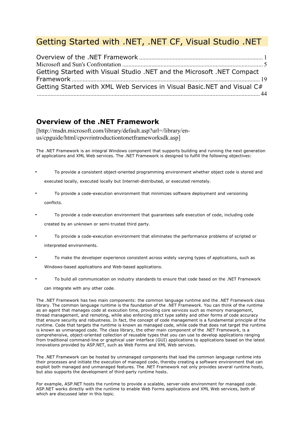 Getting Started with .NET, .NET CF, Visual Studio .NET