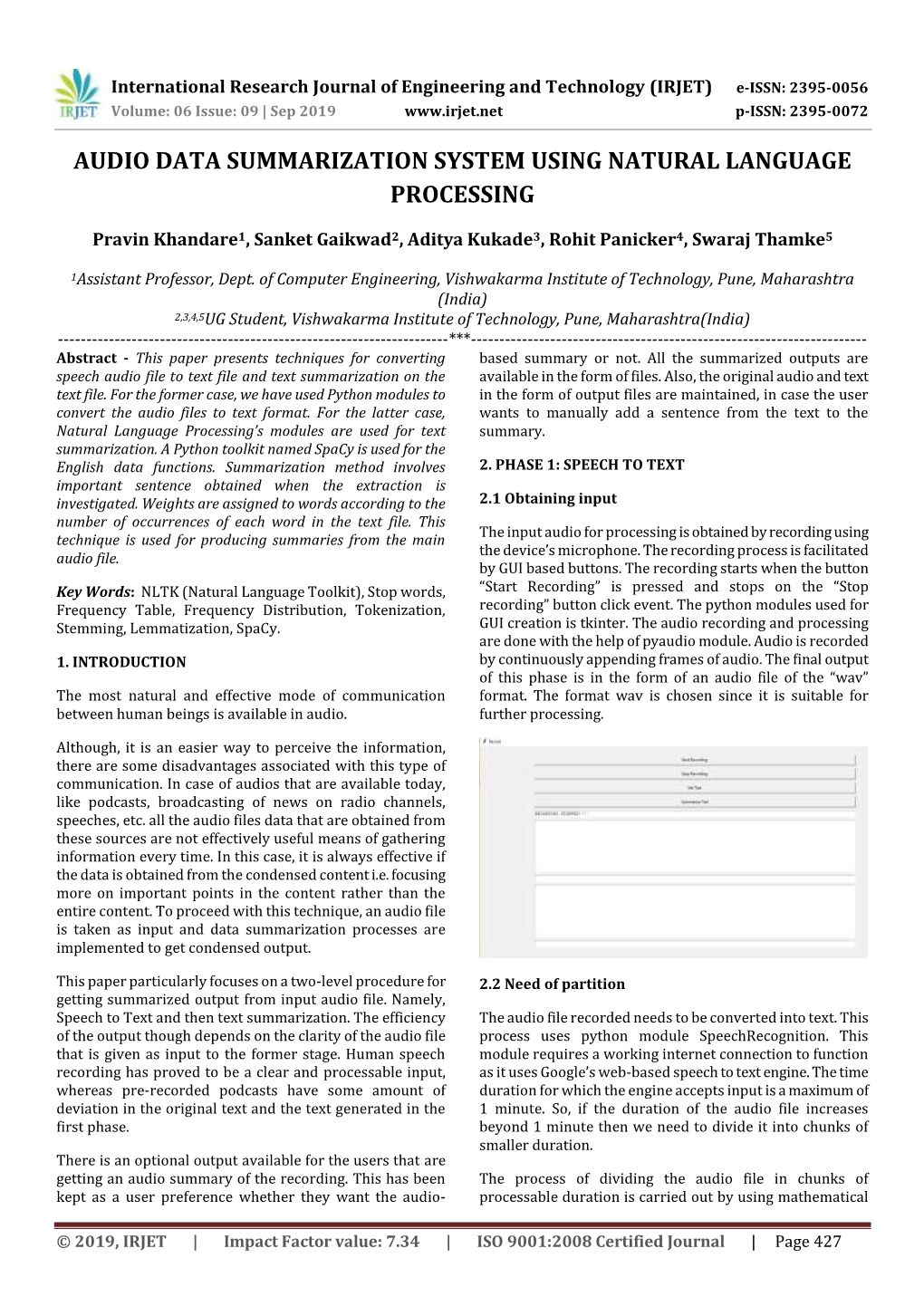 Audio Data Summarization System Using Natural Language Processing