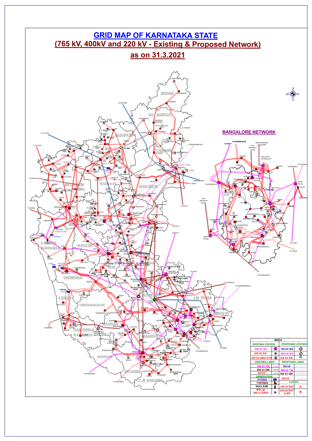 (765 Kv, 400Kv and 220 Kv - Existing & Proposed Network) As on 31.3.2021