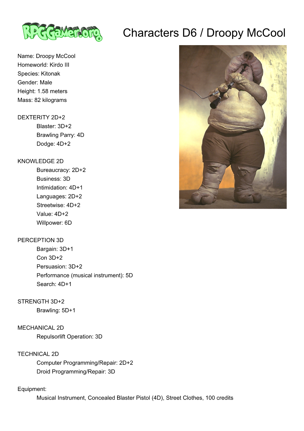 Rpggamer.Org (Characters D6 / Droopy Mccool) Printer Friendly