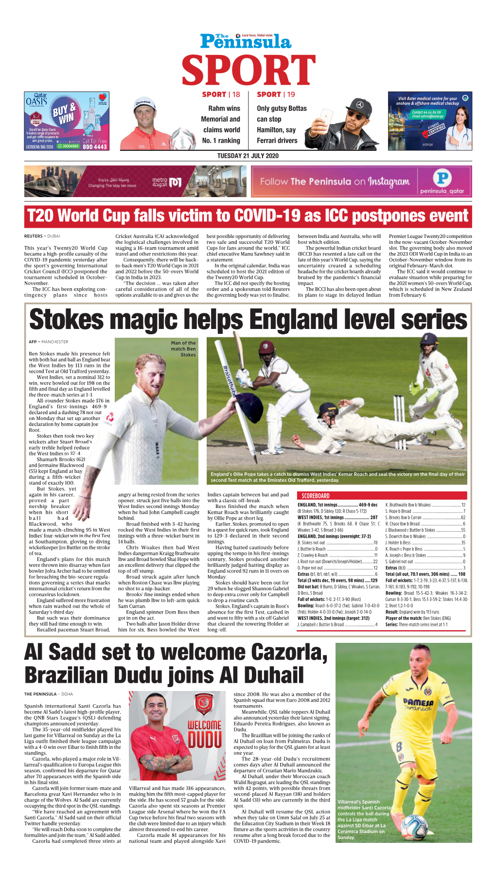 Stokes Magic Helps England Level Series