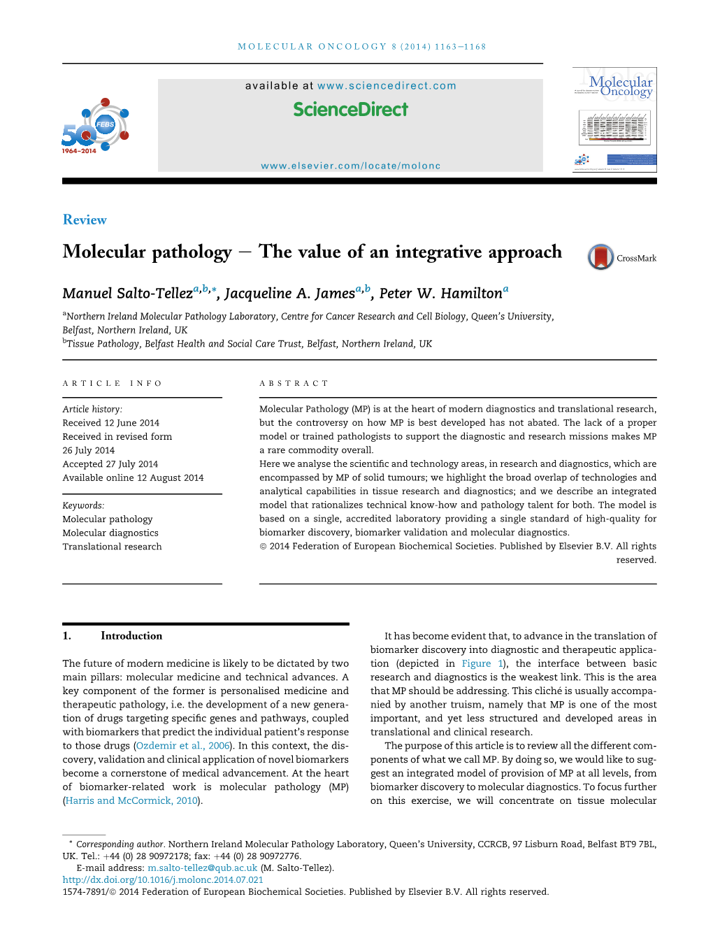Molecular Pathology E the Value of an Integrative Approach