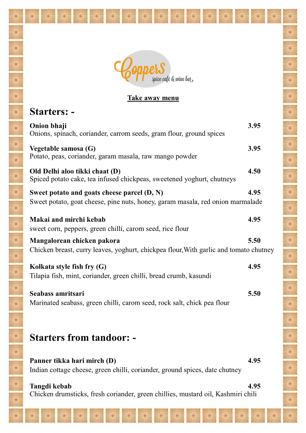 Takeaway Menu