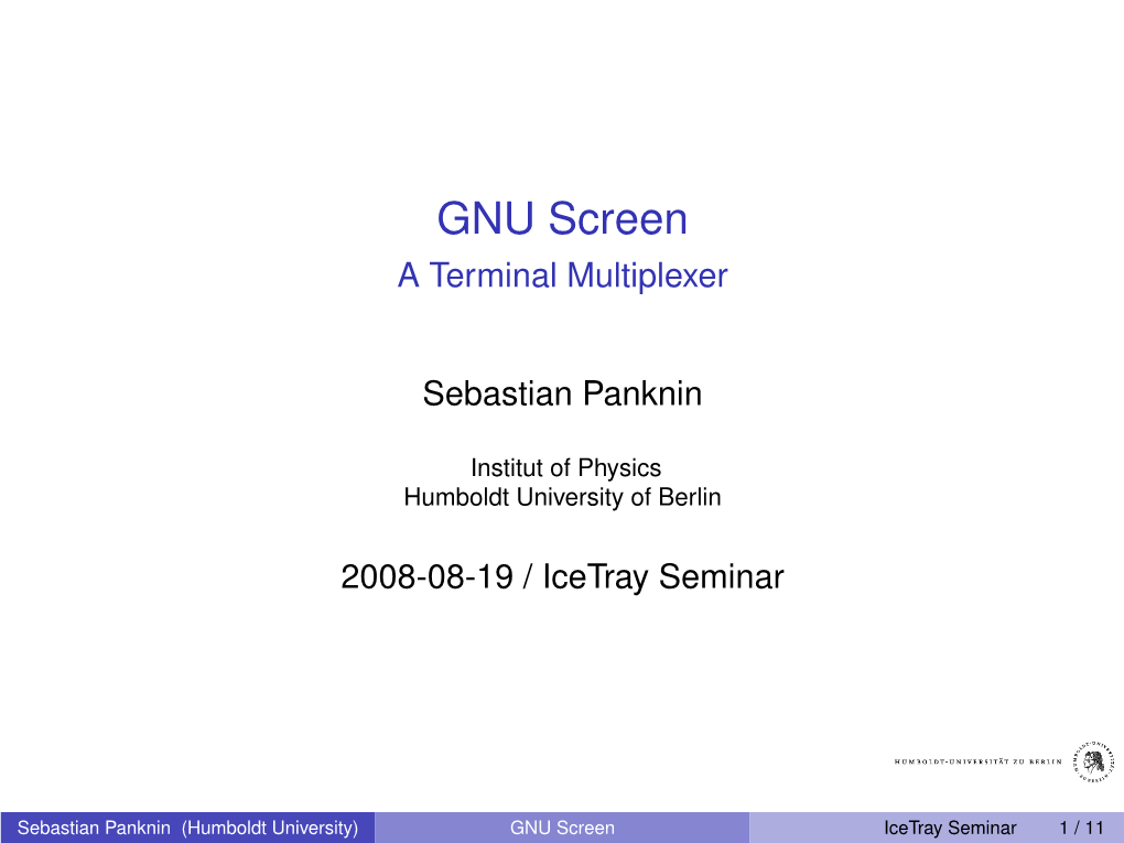 GNU Screen a Terminal Multiplexer