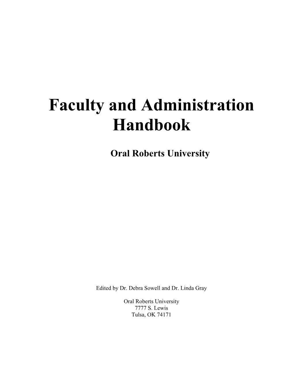 Faculty and Administration Handbook