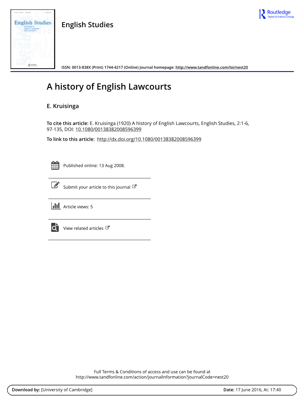 A History of English Lawcourts