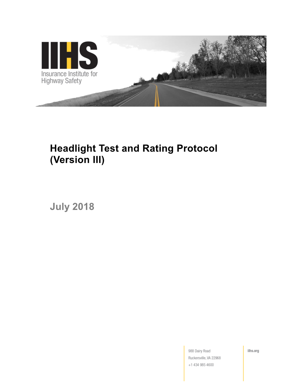 Headlight Test and Rating Protocol (Version III)