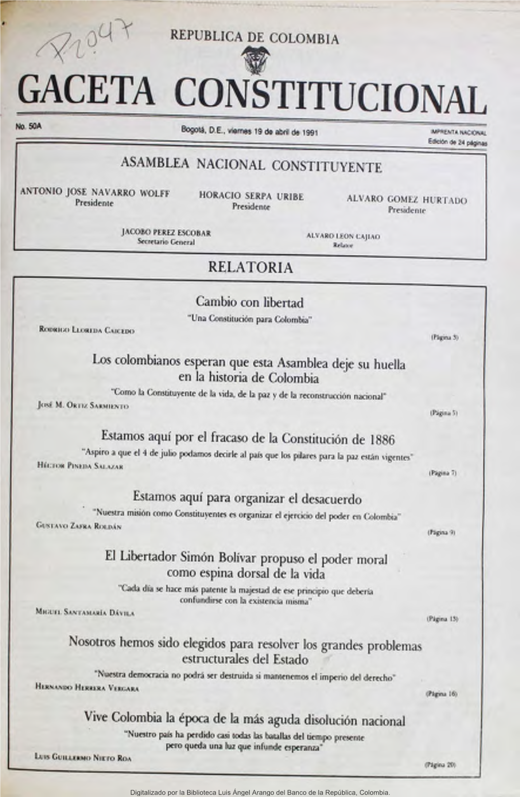 GACETA CONSTITUCIONAL No 50"