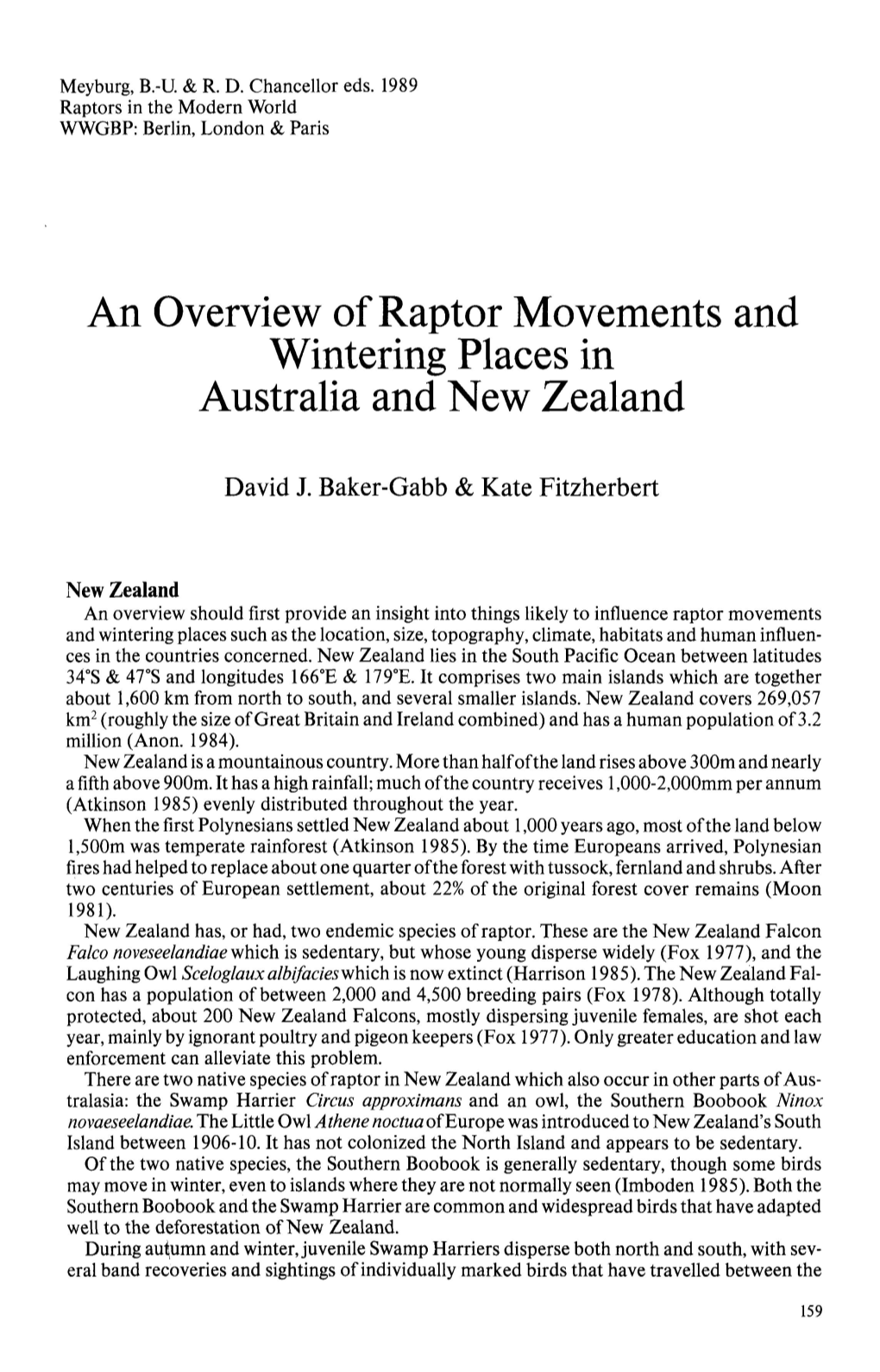 An Overview of Raptor Movements and Wintering Places in Australia and New Zealand