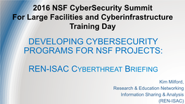 Developing Cybersecurity Programs for Nsf Projects