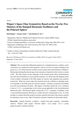 Wigner's Space-Time Symmetries Based on the Two-By-Two Matrices of the Damped Harmonic Oscillators and the Poincaré Sphere